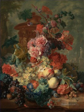 ヤン・ファン・ホイスムの古典的な花の彫刻が施されたフルーツピース Oil Paintings